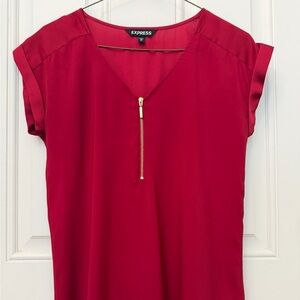 Express Red Blouse with Gold Zipper